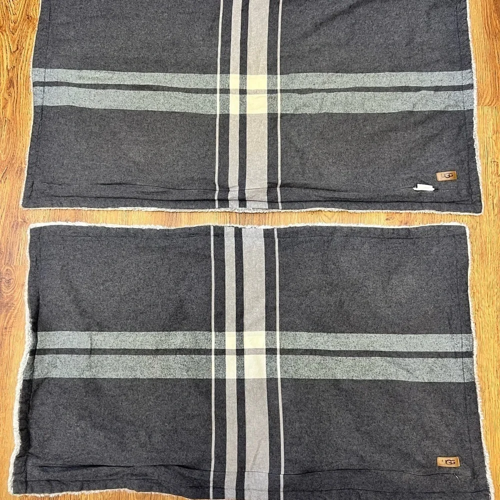 UGG Gray and Cream Cozy Pillow Case Set. King Size.